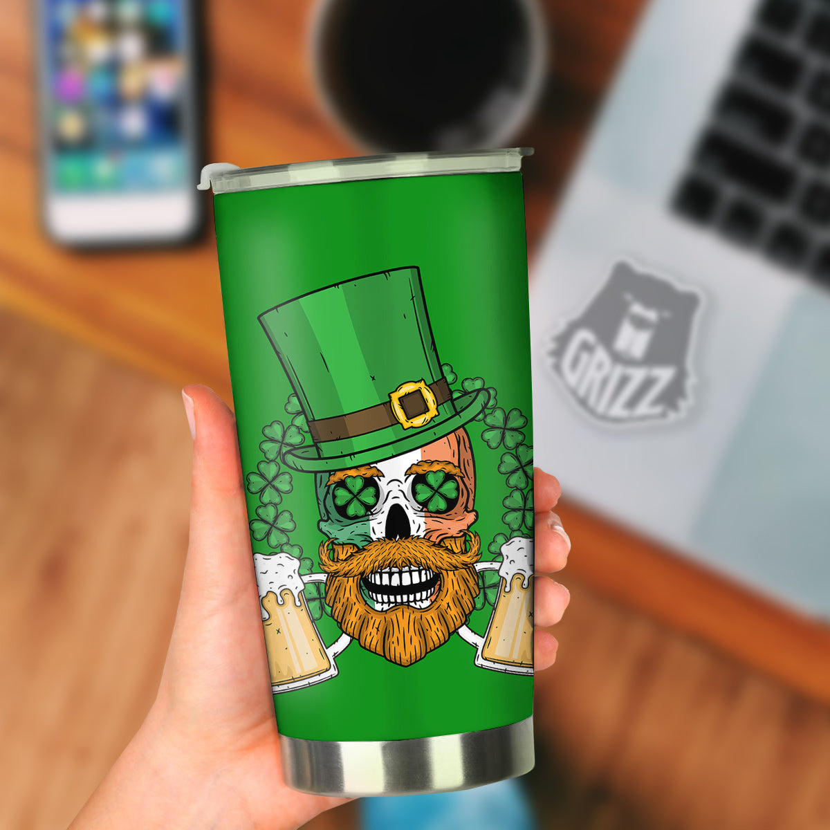 Beer And Clover St. Patrick's Day Print Tumbler-grizzshop