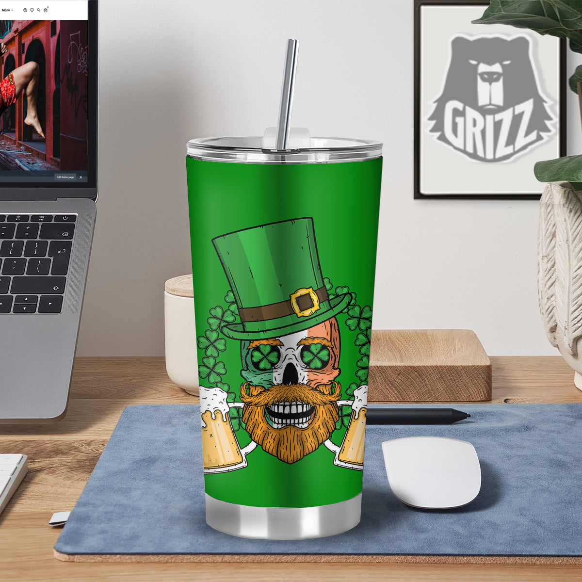 Beer And Clover St. Patrick's Day Print Tumbler-grizzshop