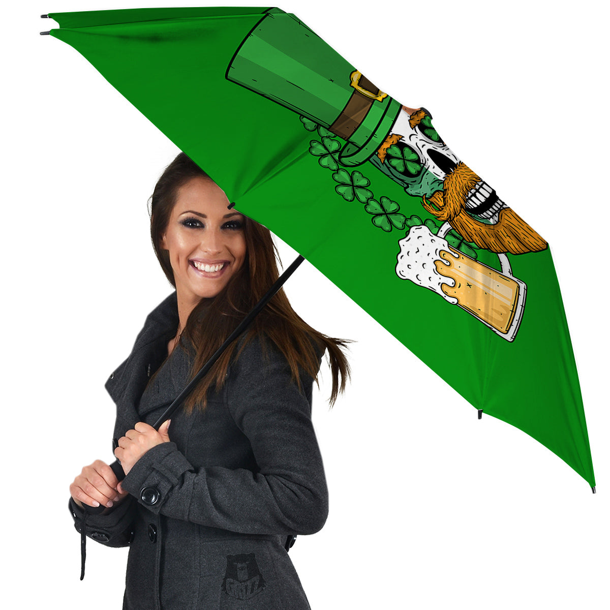 Beer And Clover St. Patrick's Day Print Umbrella-grizzshop