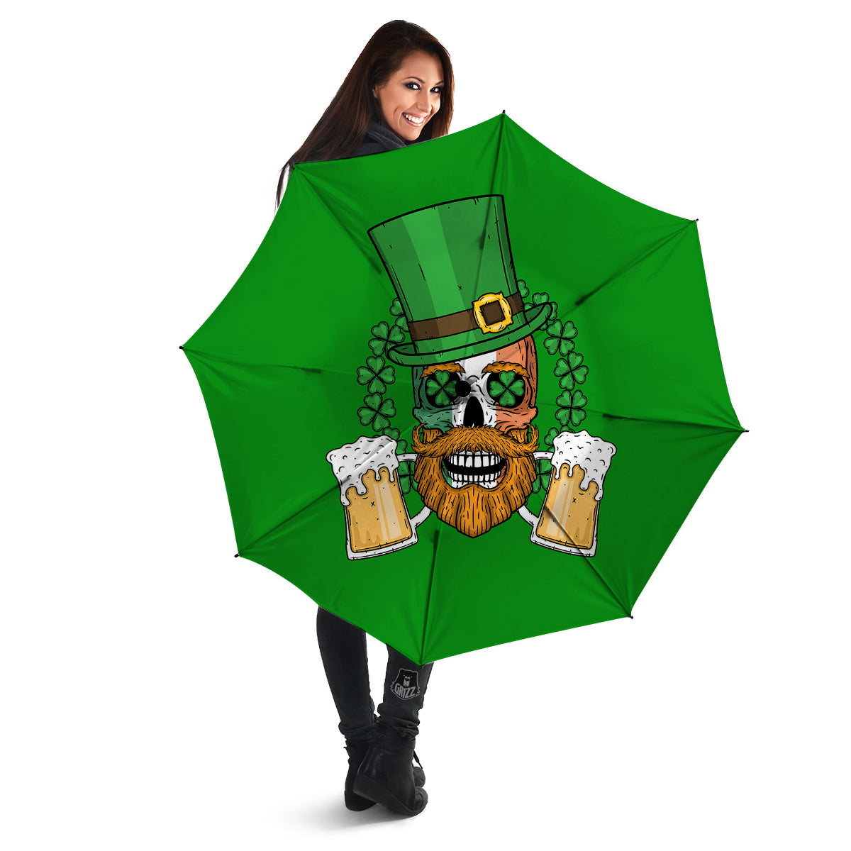 Beer And Clover St. Patrick's Day Print Umbrella-grizzshop