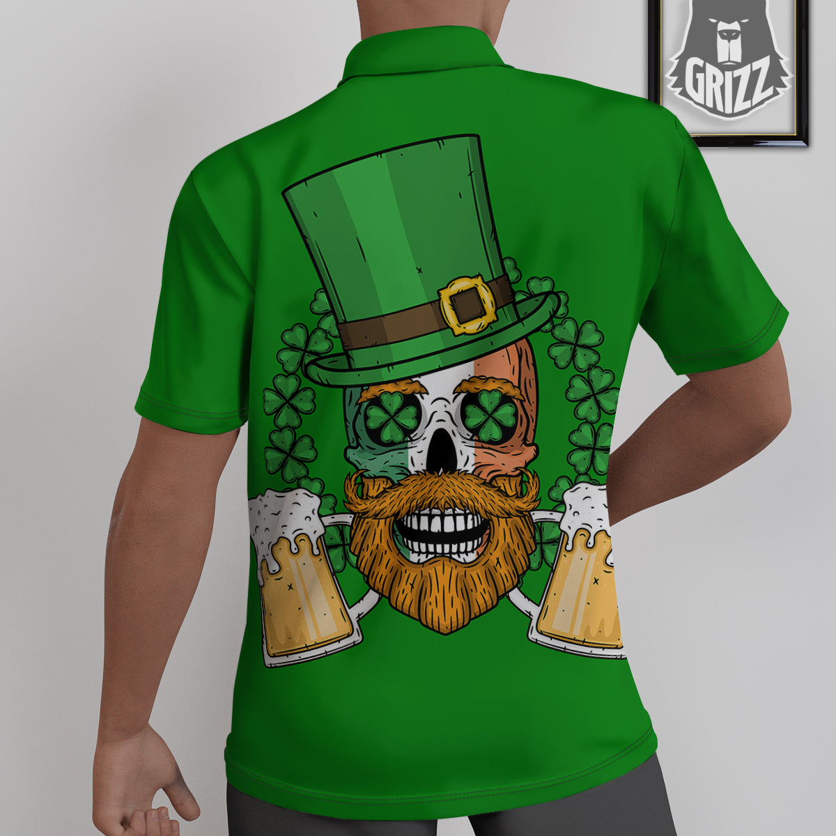 Beer And Clover St. Patrick's Day Print Untucked Shirts-grizzshop