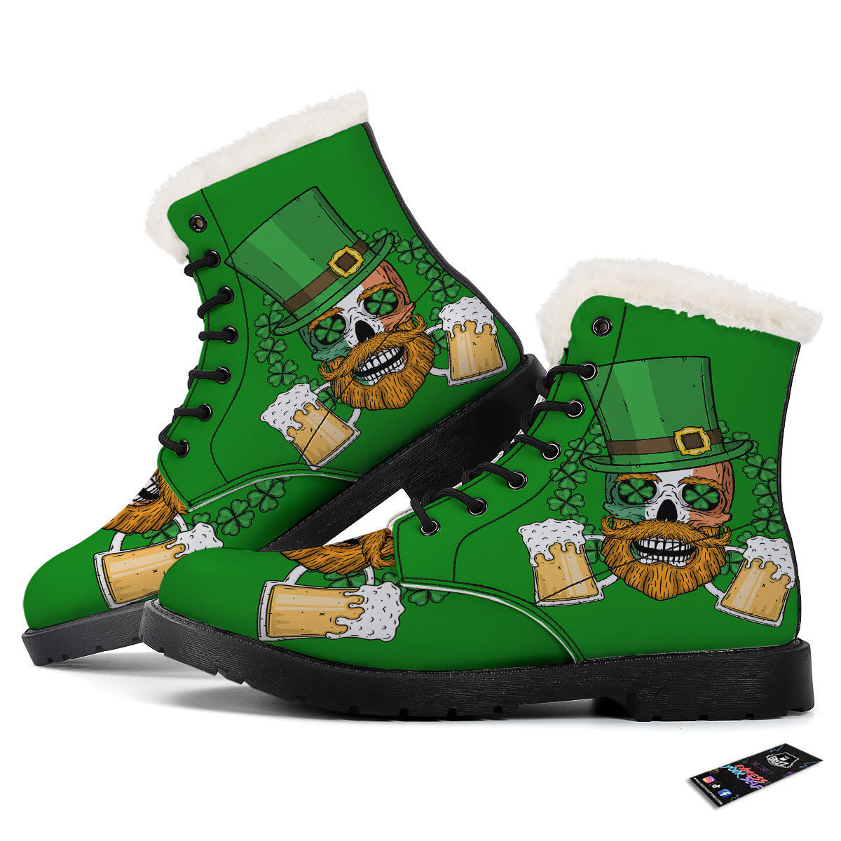 Beer And Clover St. Patrick's Day Print Winter Boots-grizzshop