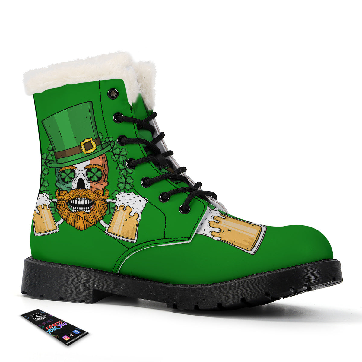 Beer And Clover St. Patrick's Day Print Winter Boots-grizzshop