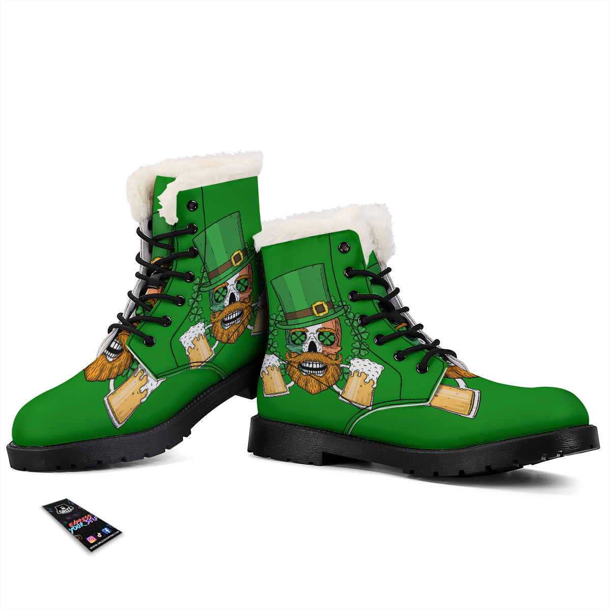 Beer And Clover St. Patrick's Day Print Winter Boots-grizzshop