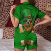 Beer And Clover St. Patrick's Day Print Women Silk Pajamas-grizzshop