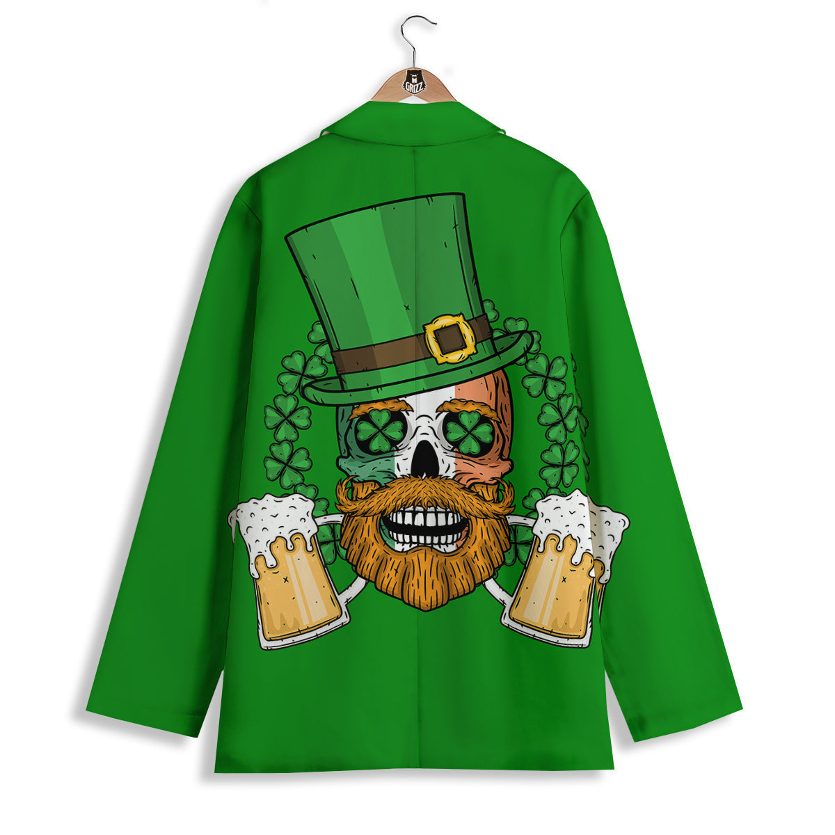Beer And Clover St. Patrick's Day Print Women's Blazer-grizzshop