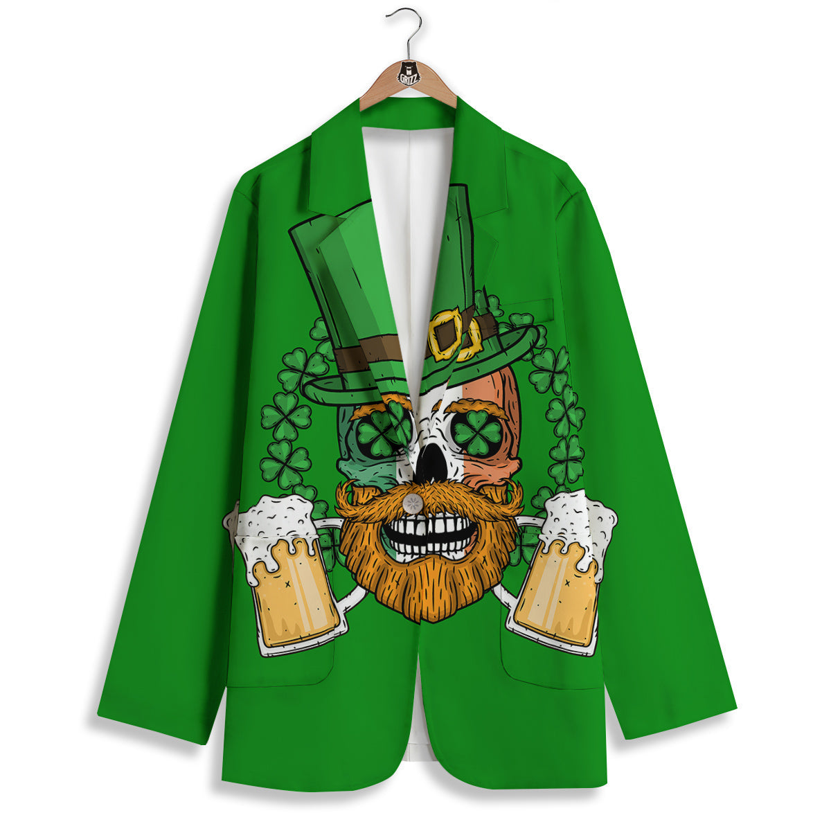 Beer And Clover St. Patrick's Day Print Women's Blazer-grizzshop