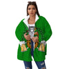 Beer And Clover St. Patrick's Day Print Women's Sherpa Jacket-grizzshop