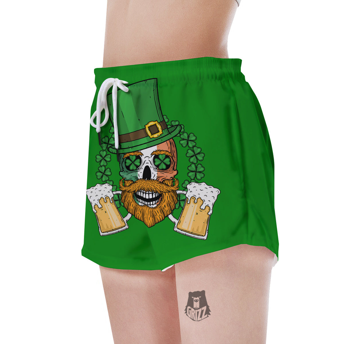 Beer And Clover St. Patrick's Day Print Women's Shorts-grizzshop