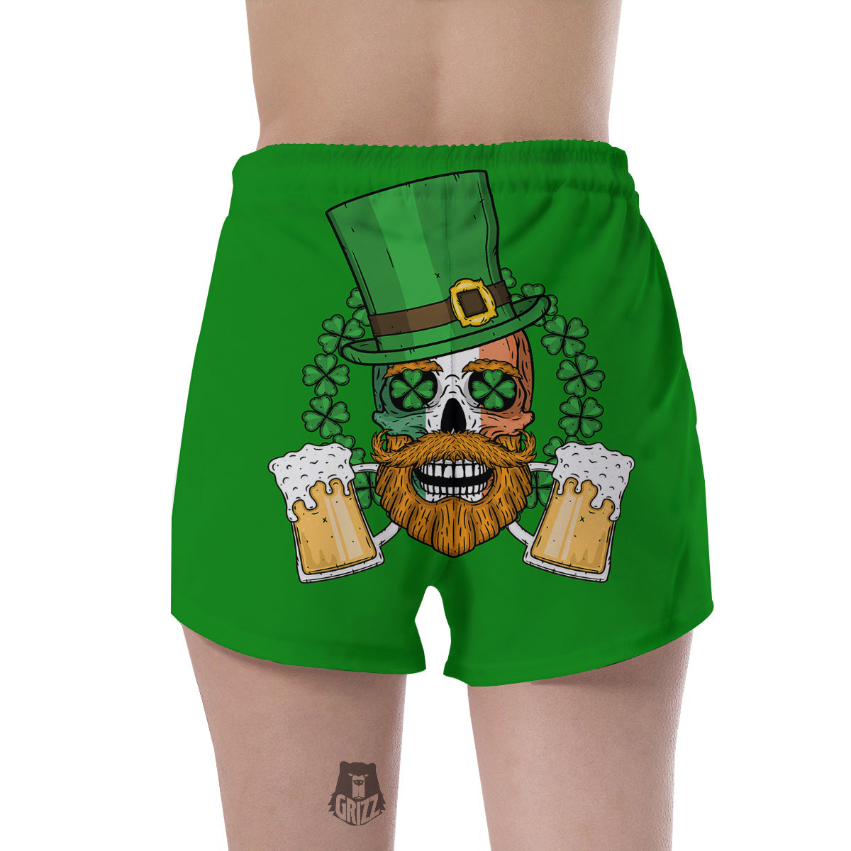 Beer And Clover St. Patrick's Day Print Women's Shorts-grizzshop