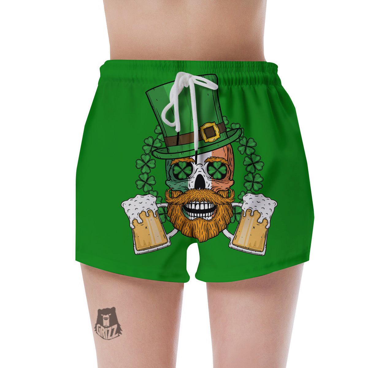 Beer And Clover St. Patrick's Day Print Women's Shorts-grizzshop