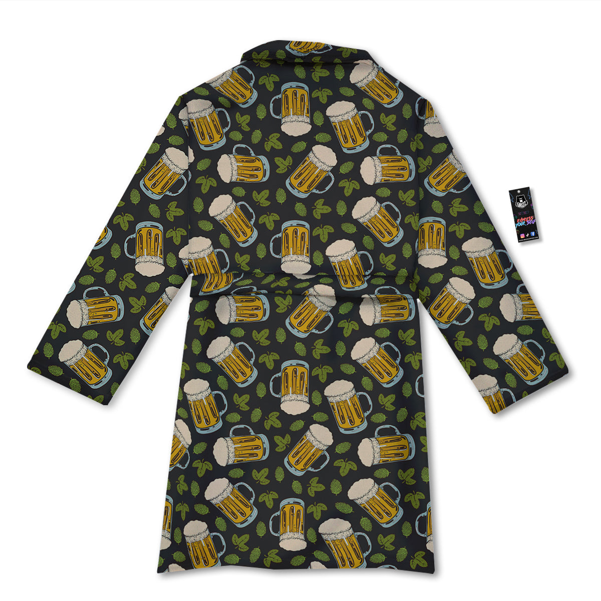Beer And Hop Cone Leaf Print Pattern Bathrobe-grizzshop
