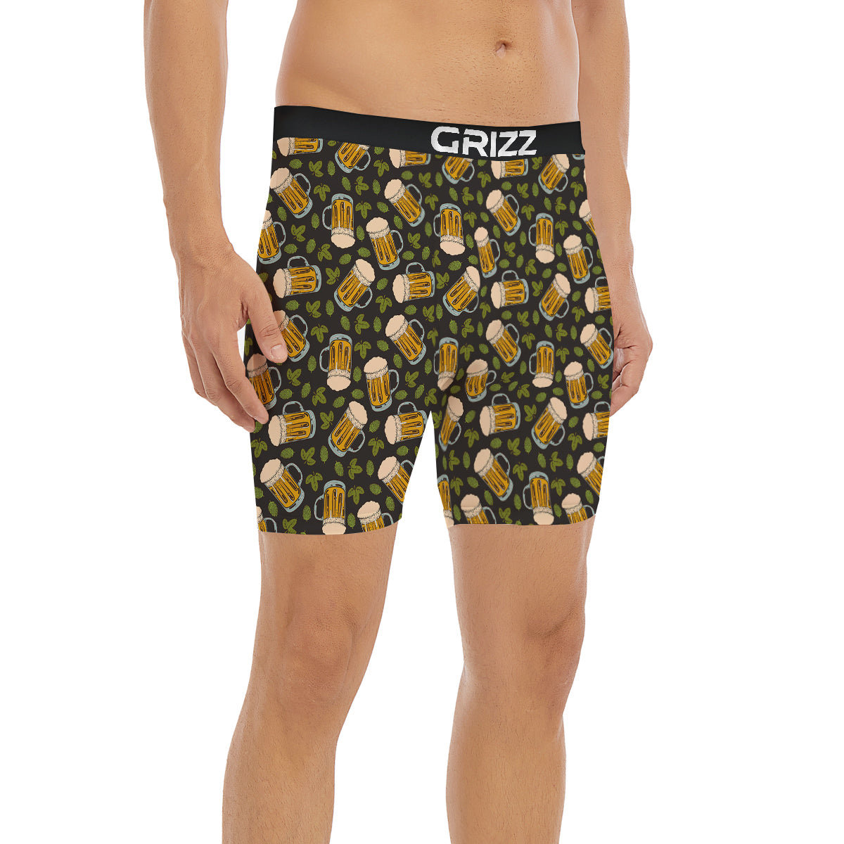 Beer And Hop Cone Leaf Print Pattern Boxer Briefs-grizzshop