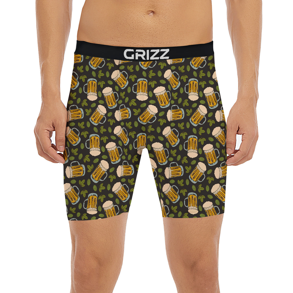 Beer And Hop Cone Leaf Print Pattern Boxer Briefs-grizzshop