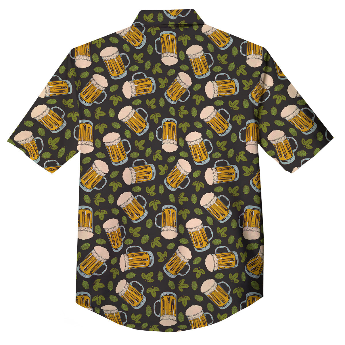 Beer And Hop Cone Leaf Print Pattern Button Up Shirt-grizzshop