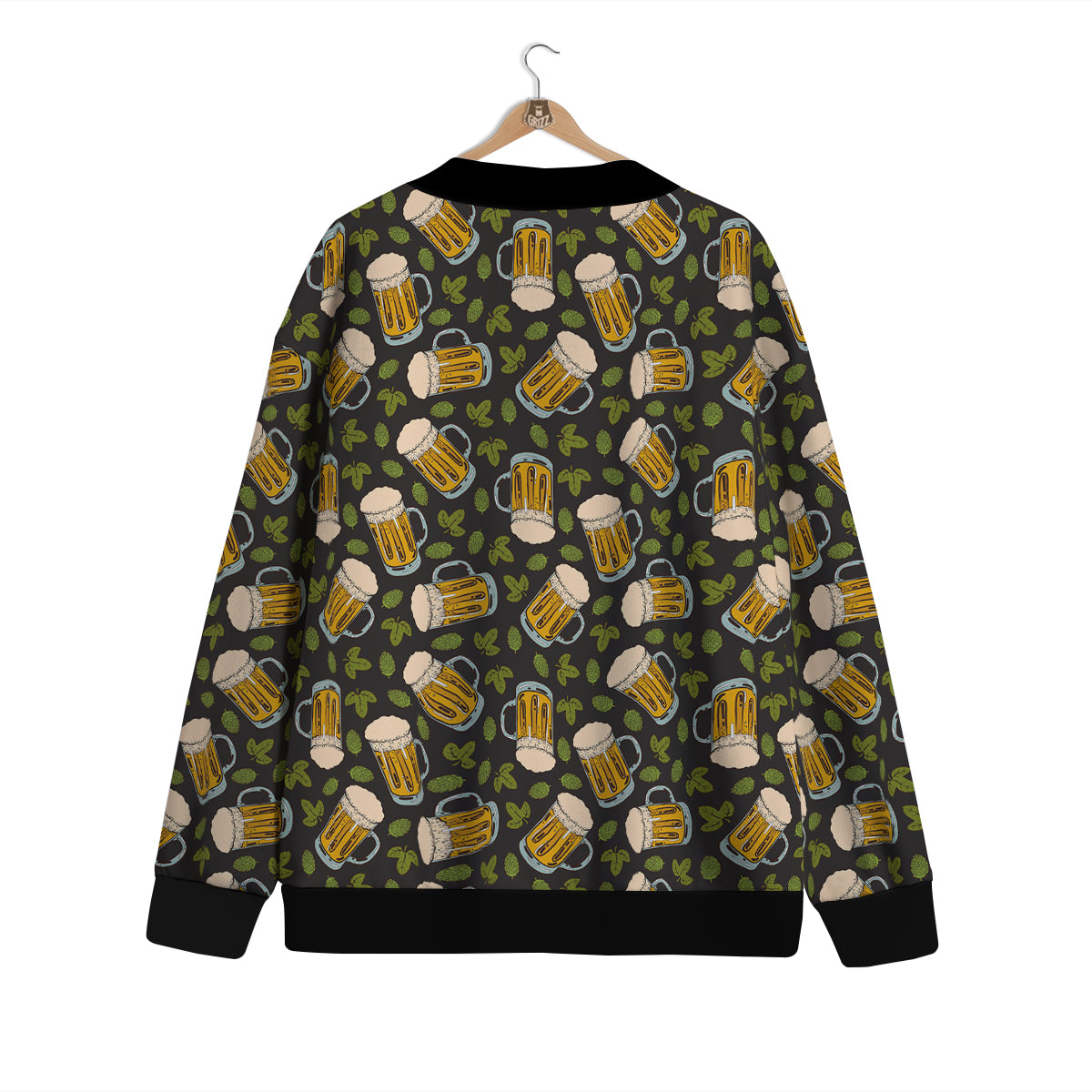 Beer And Hop Cone Leaf Print Pattern Cardigan-grizzshop