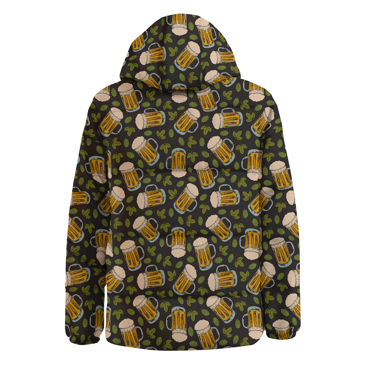 Beer And Hop Cone Leaf Print Pattern Down Jacket-grizzshop