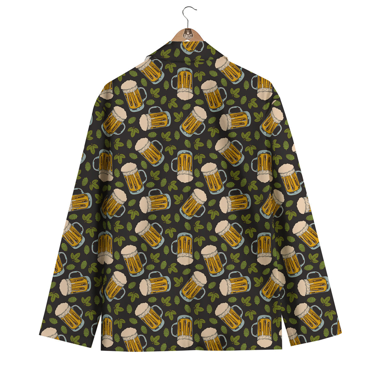 Beer And Hop Cone Leaf Print Pattern Men's Blazer-grizzshop