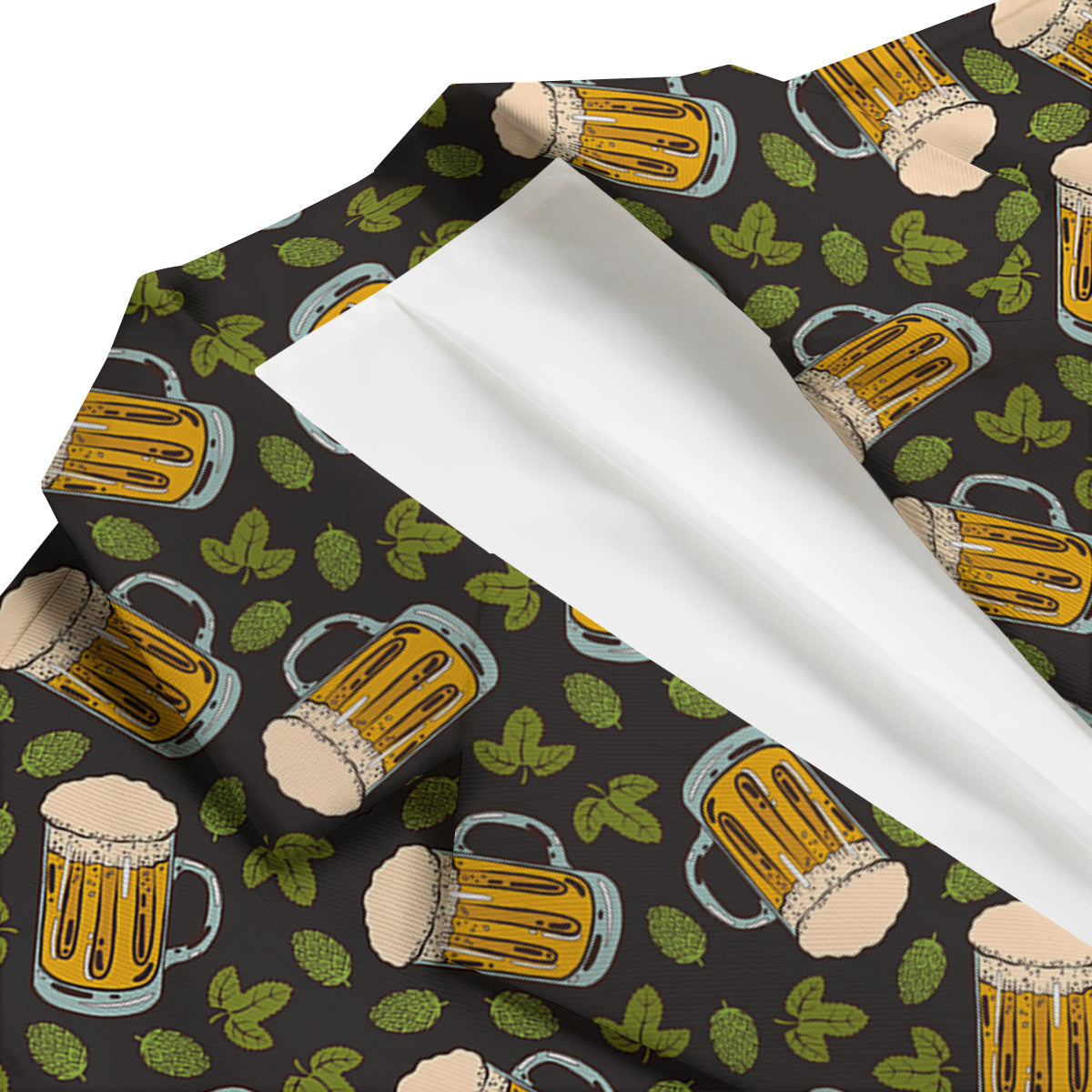Beer And Hop Cone Leaf Print Pattern Men's Blazer-grizzshop