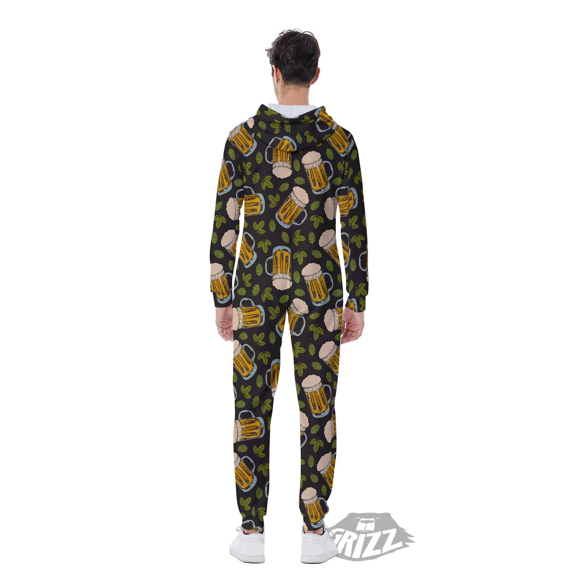 Beer And Hop Cone Leaf Print Pattern Men's Jumpsuit-grizzshop