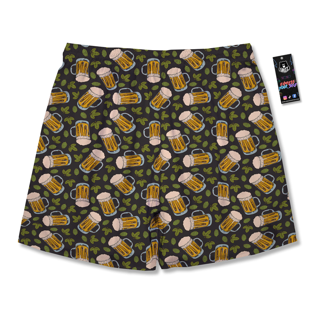 Beer And Hop Cone Leaf Print Pattern Men's Running Shorts-grizzshop