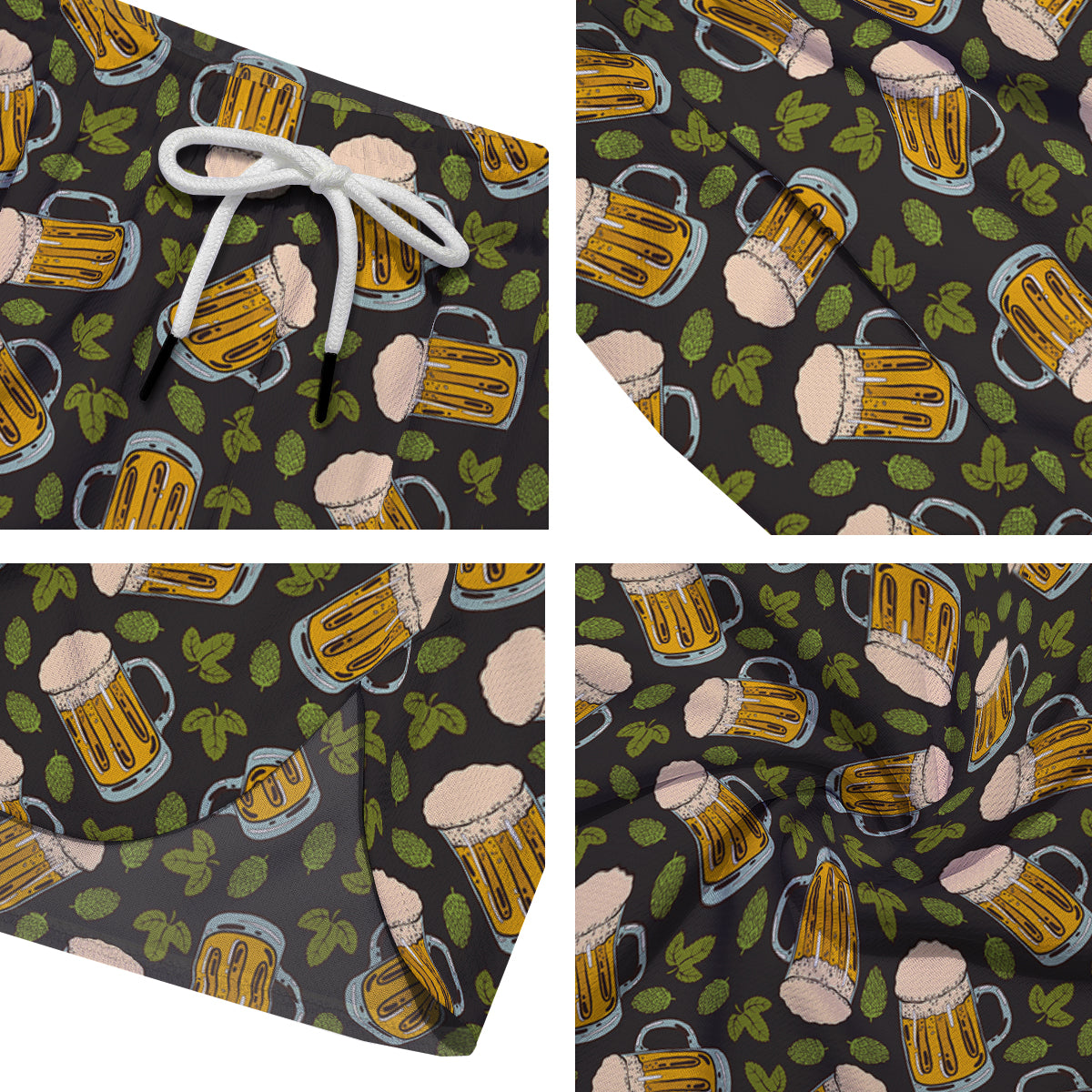 Beer And Hop Cone Leaf Print Pattern Men's Running Shorts-grizzshop
