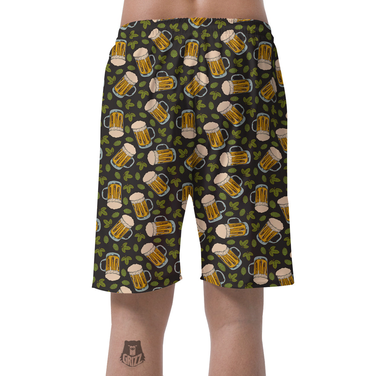 Beer And Hop Cone Leaf Print Pattern Men's Shorts-grizzshop