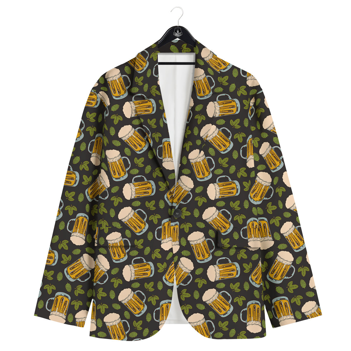 Beer And Hop Cone Leaf Print Pattern Men's Sport Coat-grizzshop