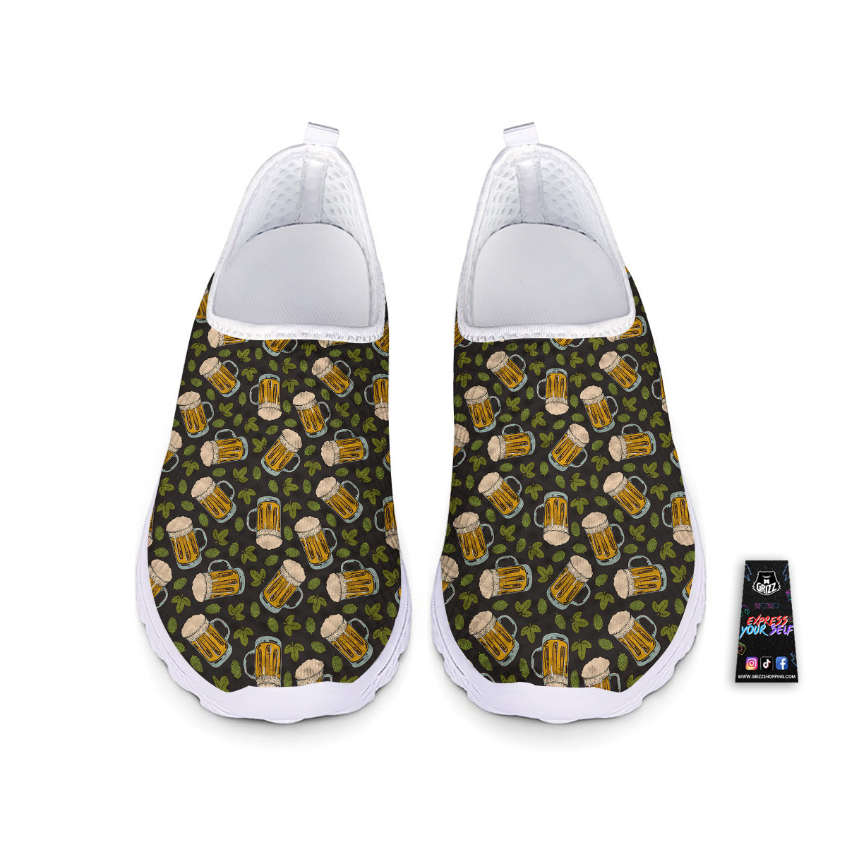 Beer And Hop Cone Leaf Print Pattern Nurse Shoes-grizzshop