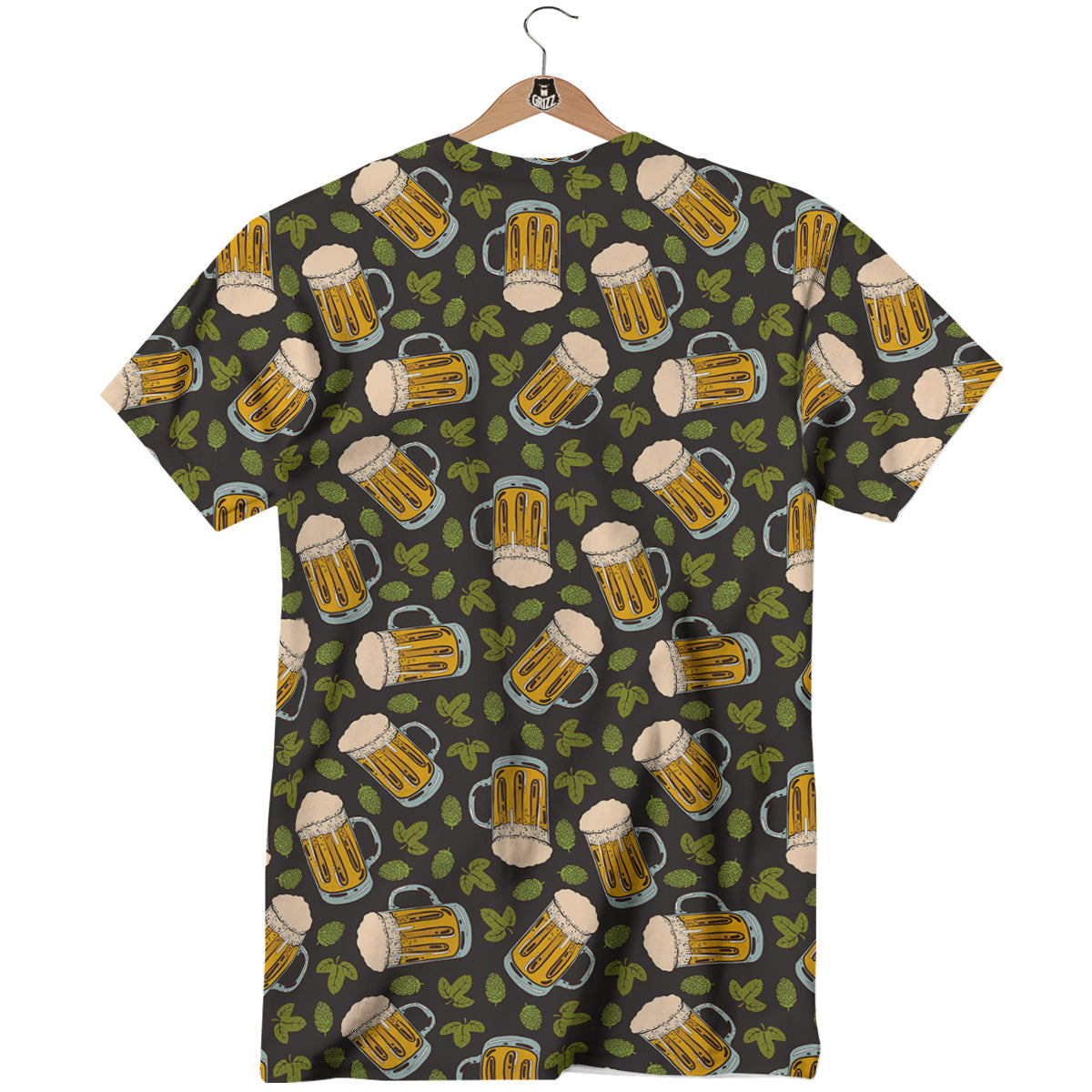 Beer And Hop Cone Leaf Print Pattern T-Shirt-grizzshop