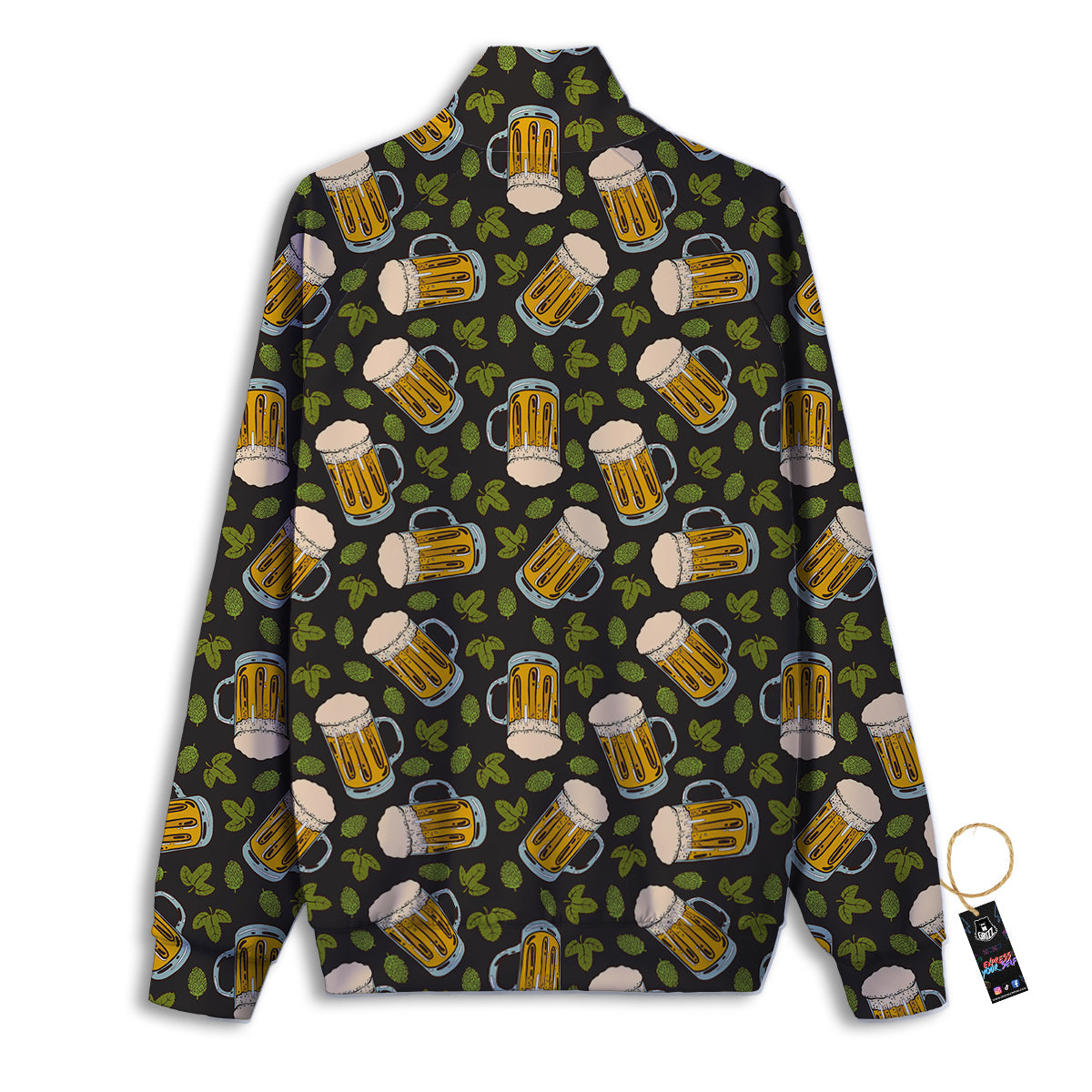 Beer And Hop Cone Leaf Print Pattern Track Jacket-grizzshop