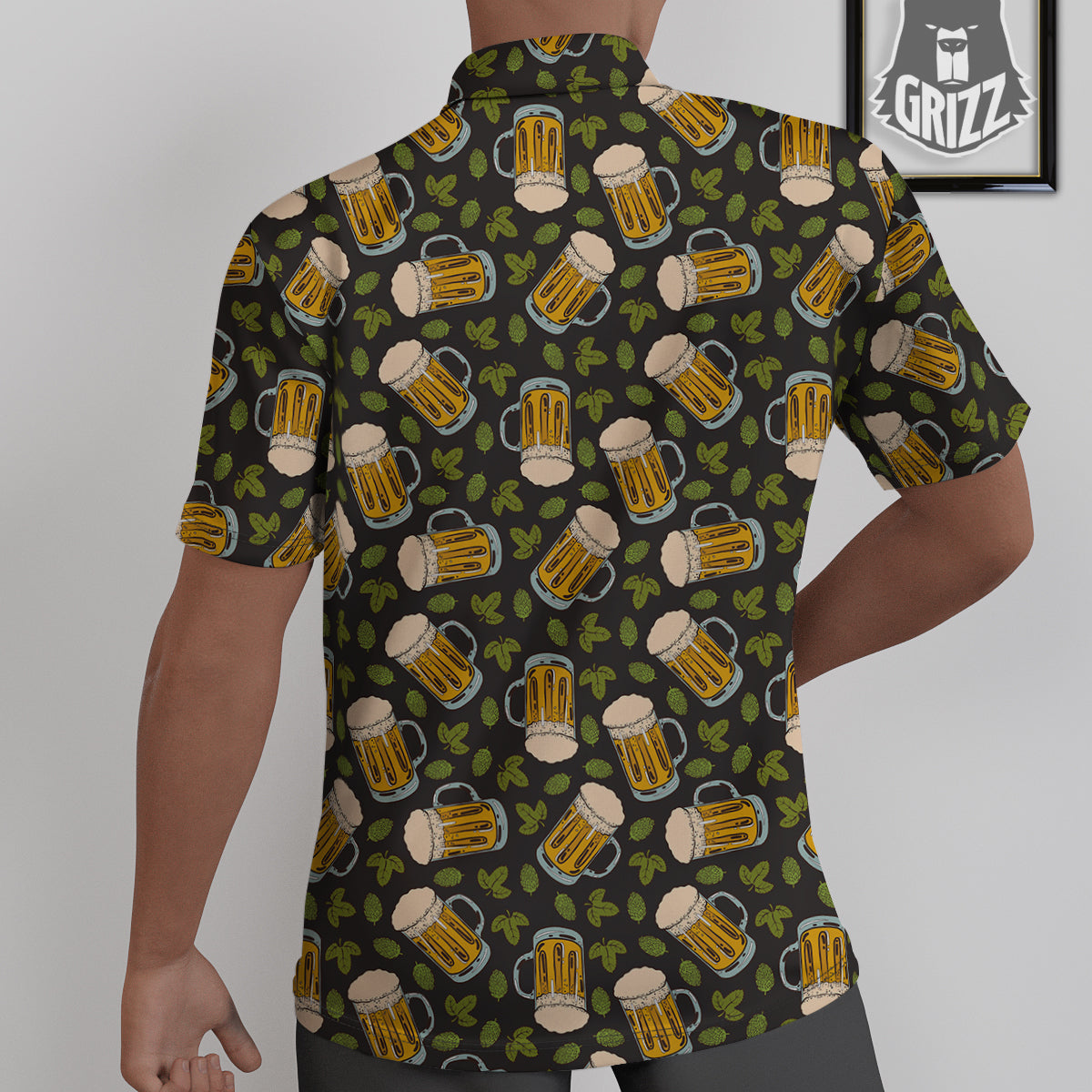 Beer And Hop Cone Leaf Print Pattern Untucked Shirts-grizzshop