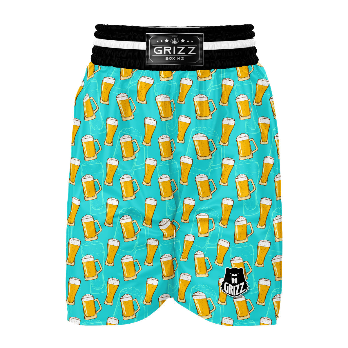 Beer Blue Pattern Print Boxing Shorts-grizzshop