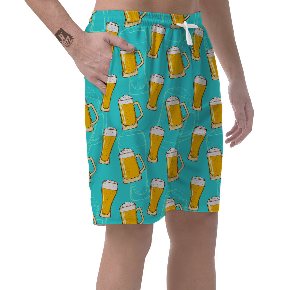 Beer Blue Pattern Print Men's Shorts-grizzshop