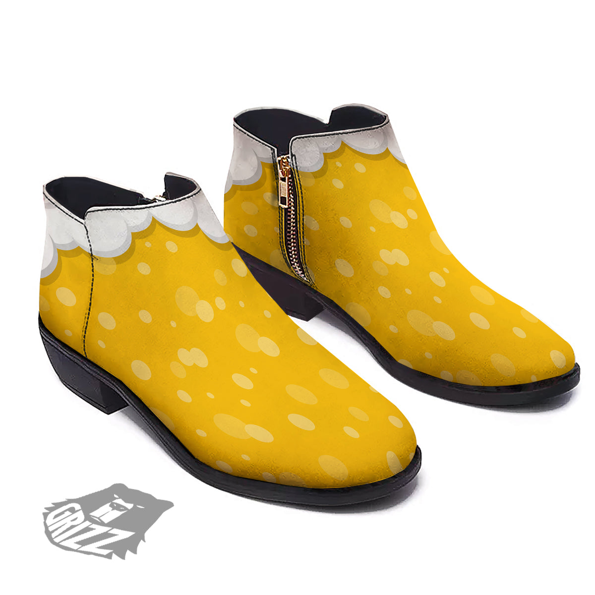 Beer Foam And Bubbles Cartoon Print Ankle Boots-grizzshop