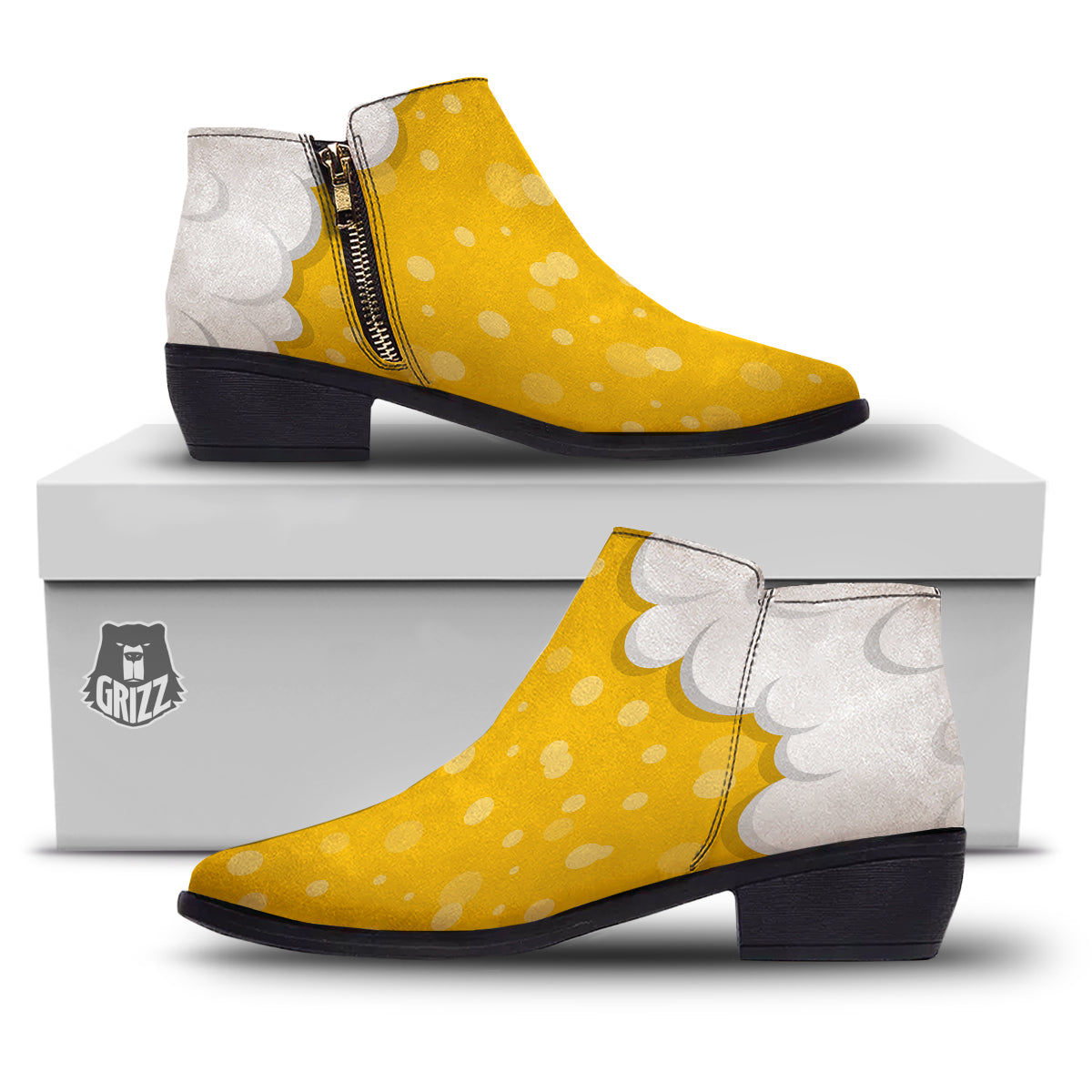 Beer Foam And Bubbles Cartoon Print Ankle Boots-grizzshop