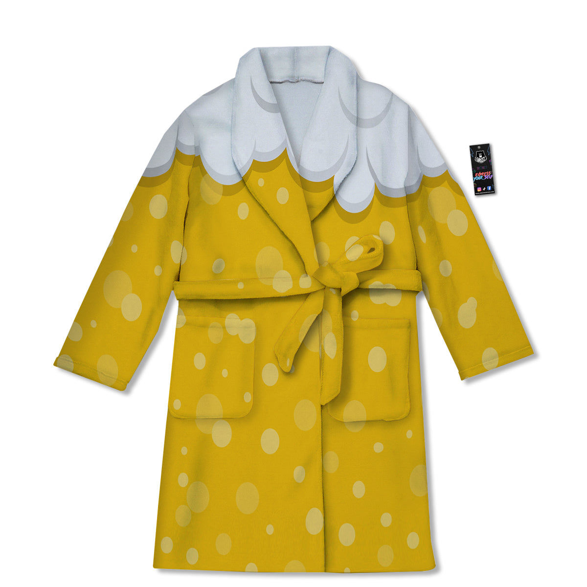 Beer Foam And Bubbles Cartoon Print Bathrobe-grizzshop