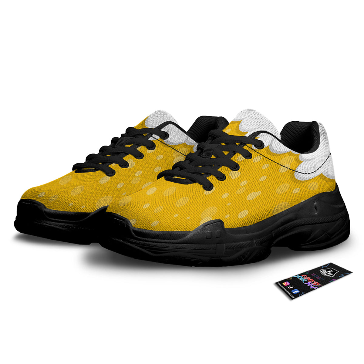 Beer Foam And Bubbles Cartoon Print Black Chunky Shoes-grizzshop