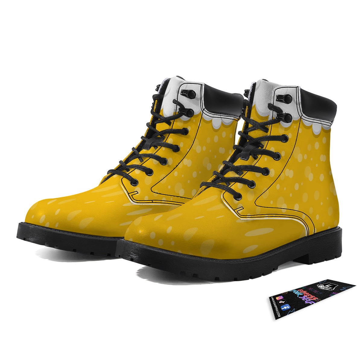 Beer Foam And Bubbles Cartoon Print Boots-grizzshop