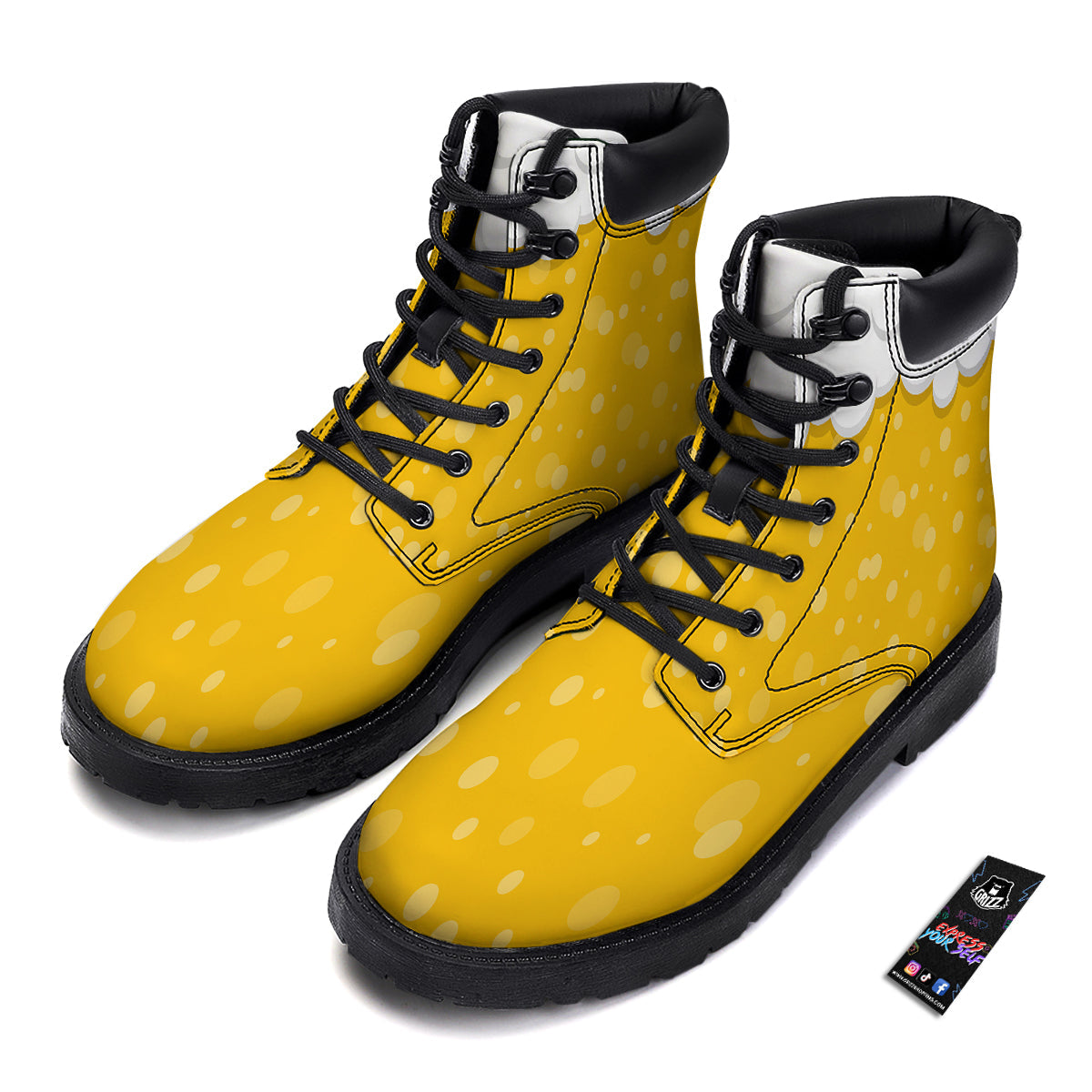 Beer Foam And Bubbles Cartoon Print Boots-grizzshop