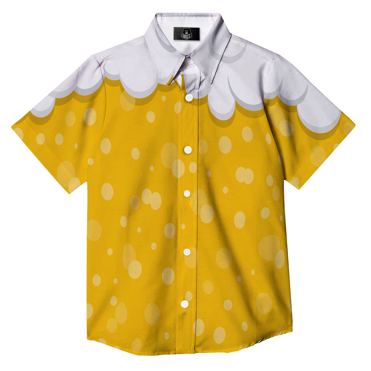 Beer Foam And Bubbles Cartoon Print Button Up Shirt-grizzshop