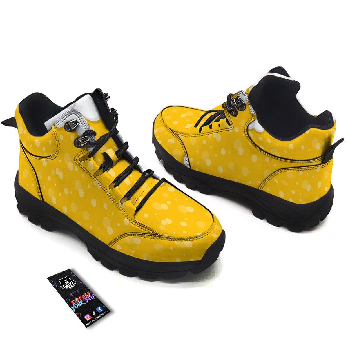 Beer Foam And Bubbles Cartoon Print Hiking Shoes-grizzshop