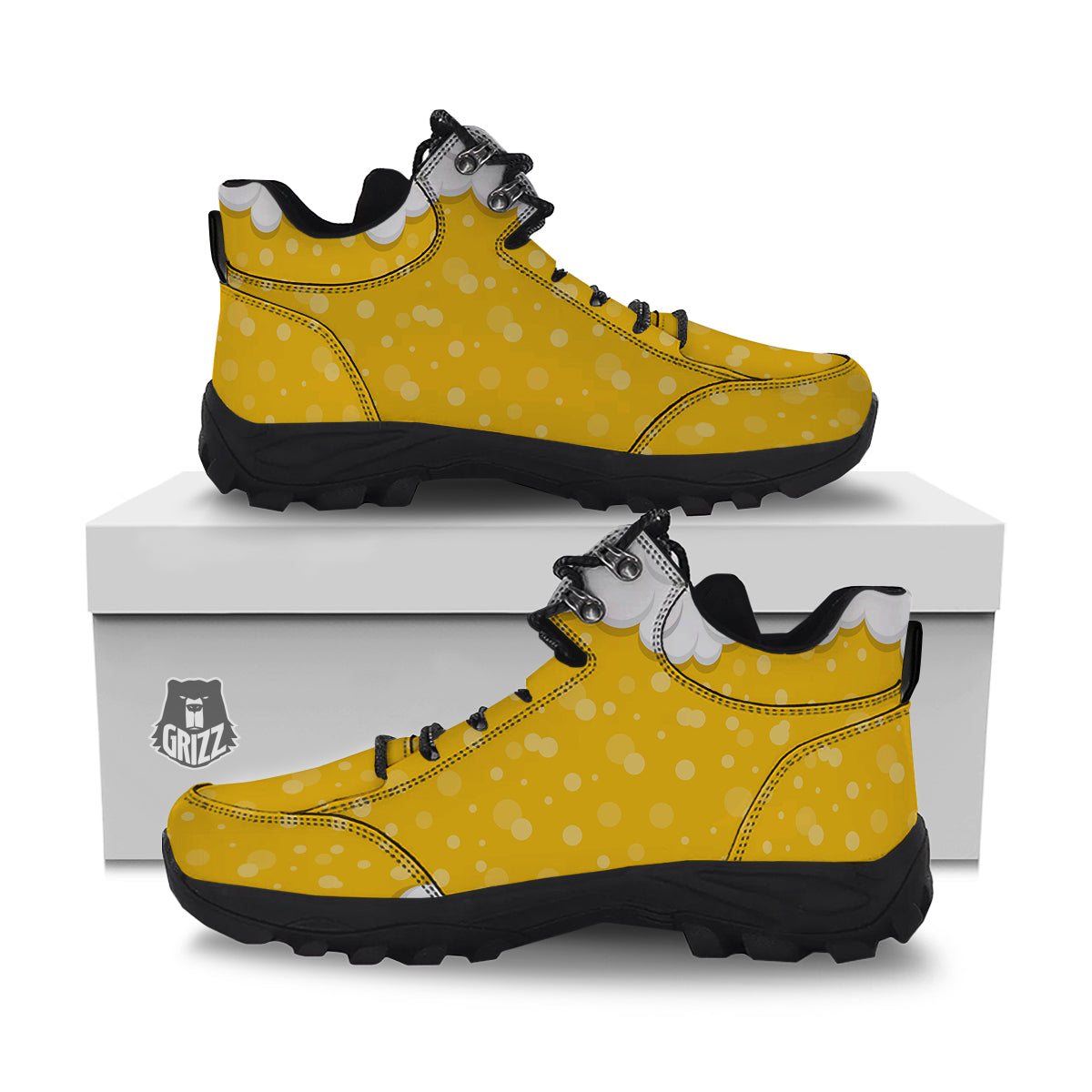Beer Foam And Bubbles Cartoon Print Hiking Shoes-grizzshop