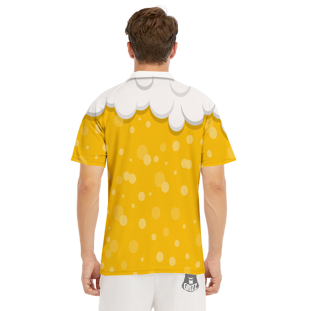 Beer Foam And Bubbles Cartoon Print Men's Golf Shirts-grizzshop