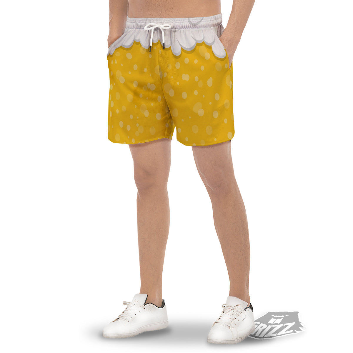 Beer Foam And Bubbles Cartoon Print Men's Gym Shorts-grizzshop