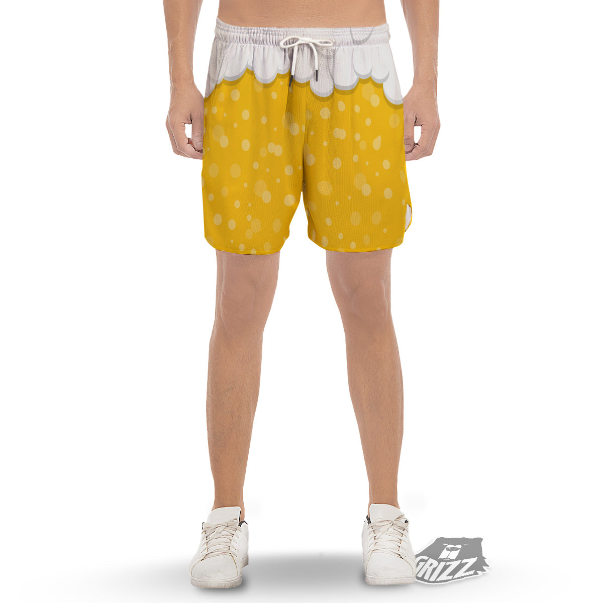 Beer Foam And Bubbles Cartoon Print Men's Gym Shorts-grizzshop