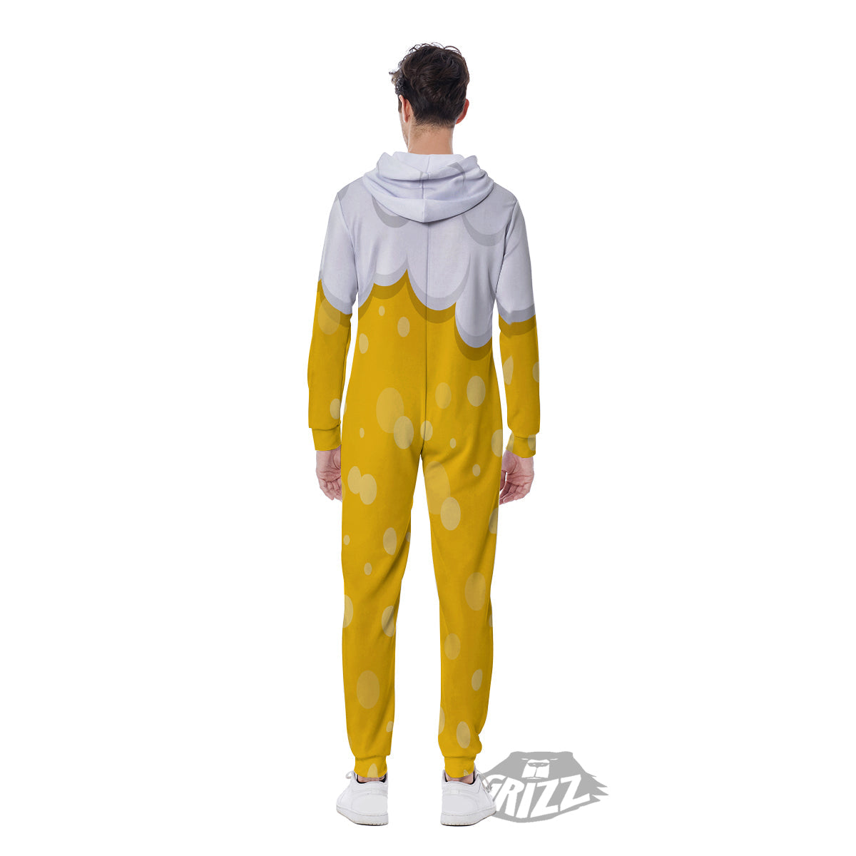 Beer Foam And Bubbles Cartoon Print Men's Jumpsuit-grizzshop