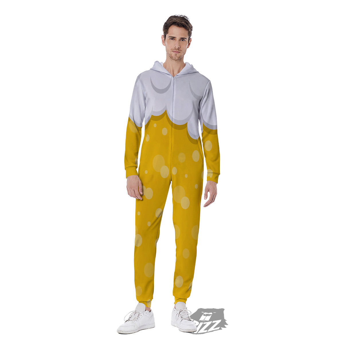 Beer Foam And Bubbles Cartoon Print Men's Jumpsuit-grizzshop