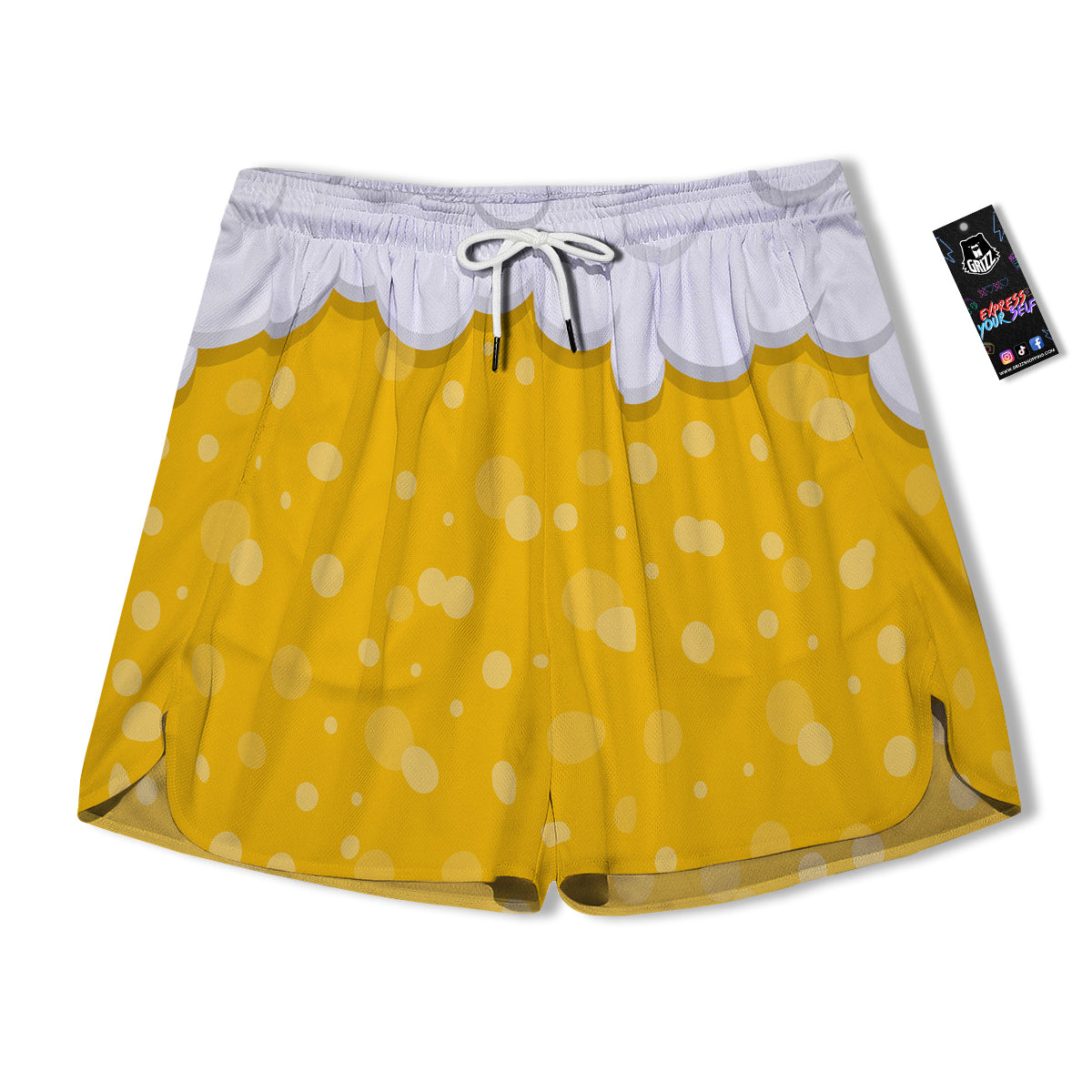 Beer Foam And Bubbles Cartoon Print Men's Running Shorts-grizzshop