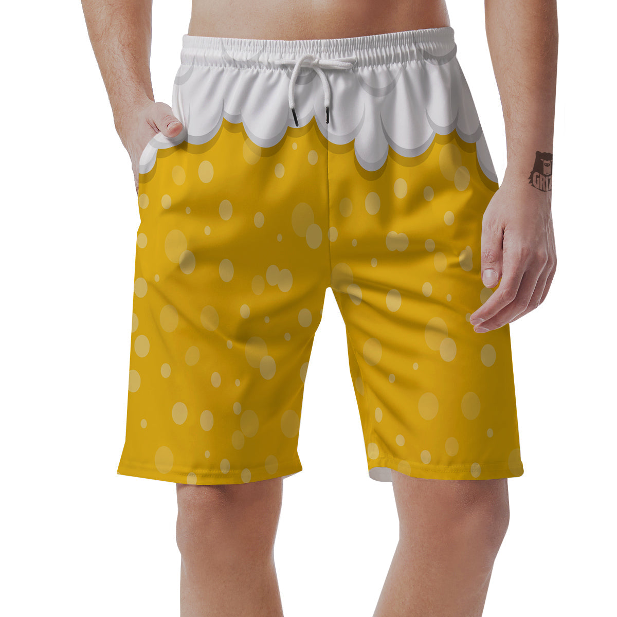Beer Foam And Bubbles Cartoon Print Men's Shorts-grizzshop